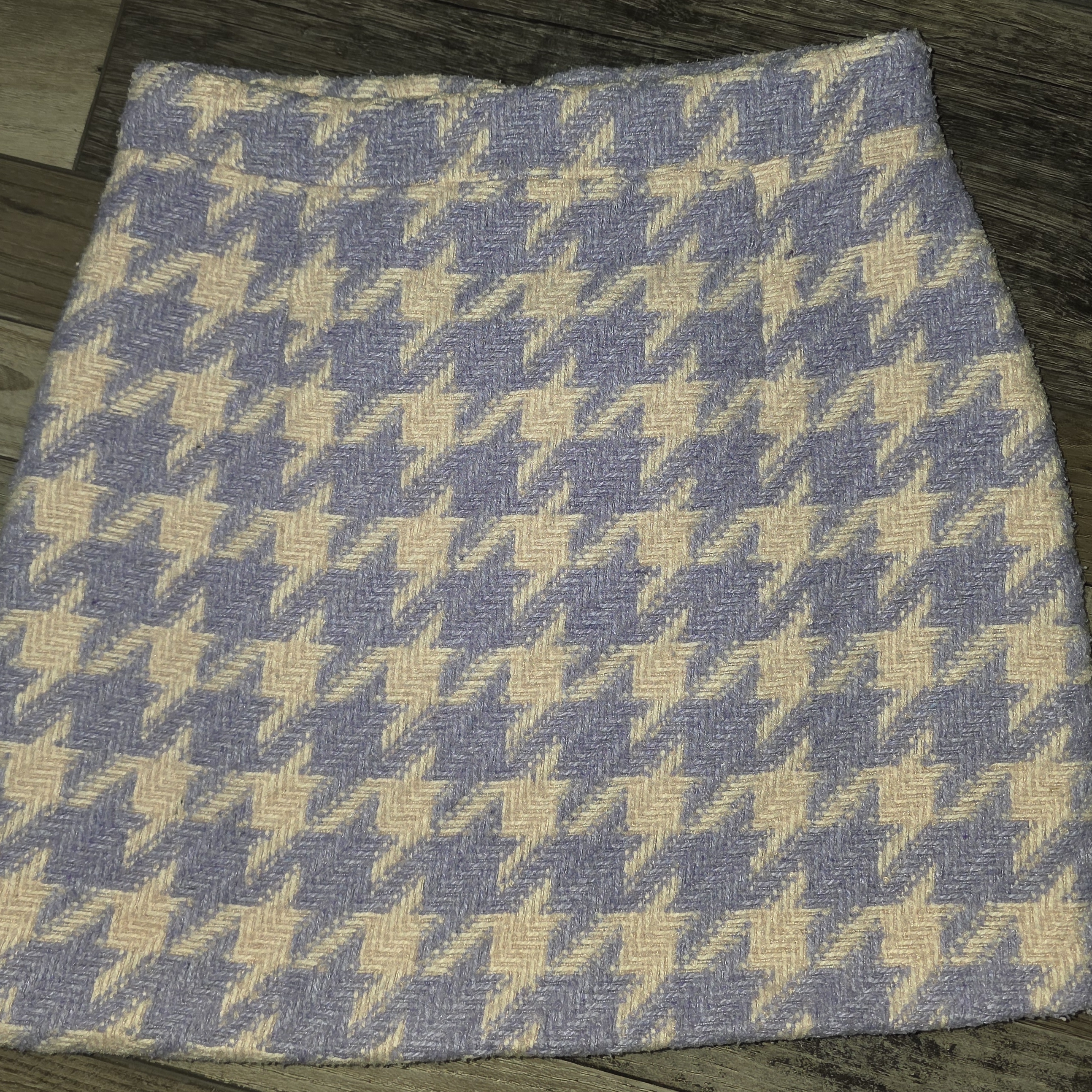 Houndstooth Tweed Mini Skirt In Lavender And Cream